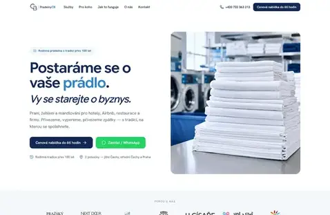 Náhled webu Prádelny CB — firemní web pro prádelenské služby