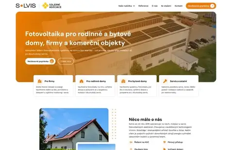 Náhled firemního webu Solvis — technologické řešení